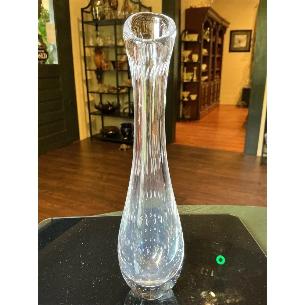 VTG Kosta‎ Boda Bud Vase Glass Controlled Bubble Vicke Lindstrand 13331 Signed